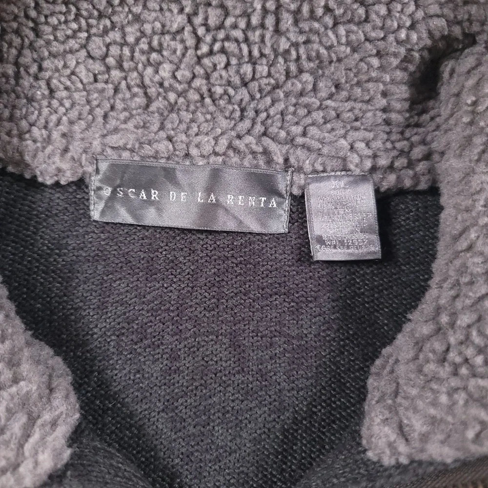 Oscar de la Renta Quarter Zip Sherpa Collar Waffle‎ Sweater XL